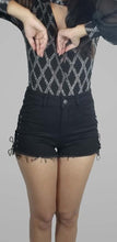 Load image into Gallery viewer, ONE UP LACE UP SIDE DENIM SHORTS
