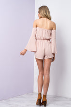 Load image into Gallery viewer, RUMBLE ROSE SATIN OFF SHOULDER ROMPER
